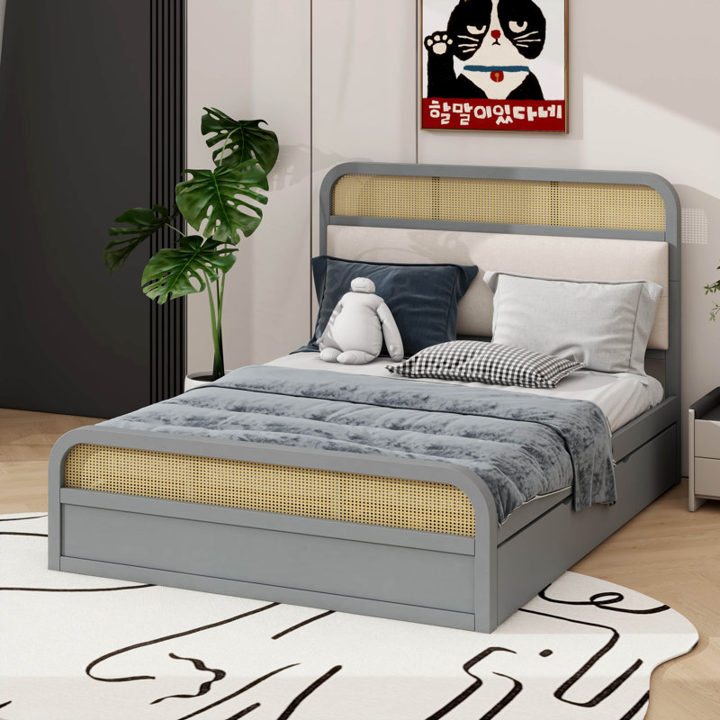 D ZEE Textiles LLC. Queen Size Wooden Platform Bed With An Underbed Trundle Wayfair